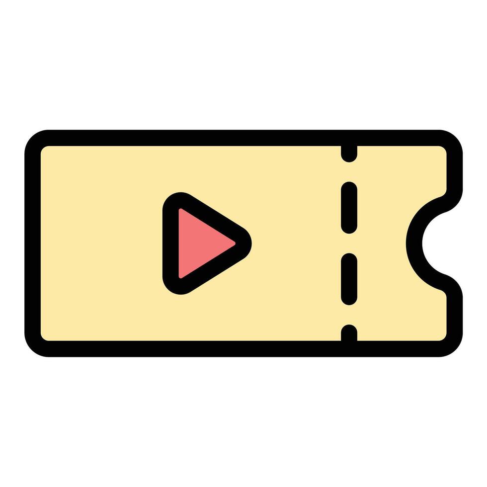 Movie Ticket Icon Entertainment Access in Flat Line Color Style vector