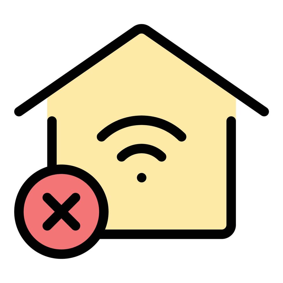 Smart Home Disconnect Icon Offline Device Status in Flat Line Color Style vector