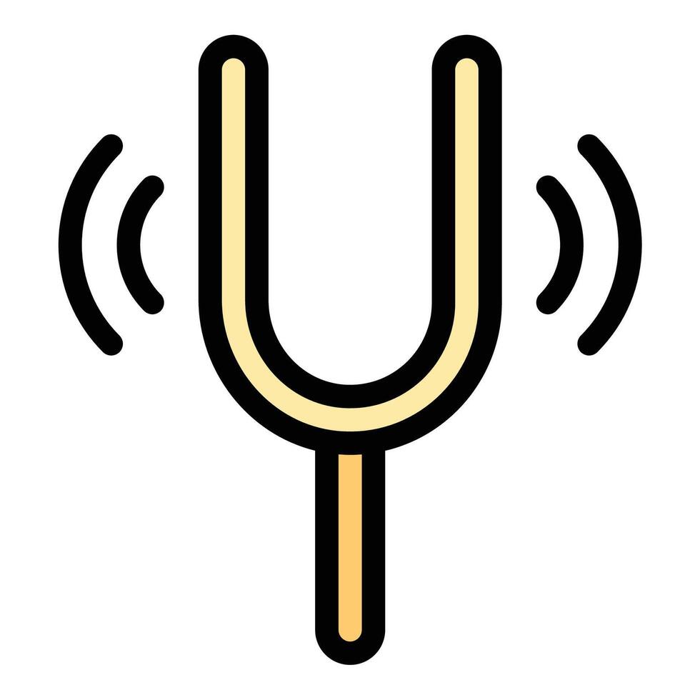 Tuning Fork Icon Pitch Precision in Flat Line Color Style vector