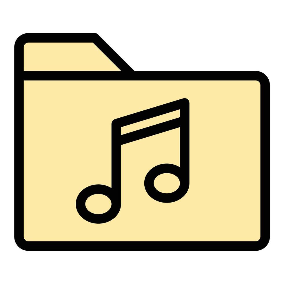Music Folder Icon Organized Audio Files in Flat Line Color Style vector
