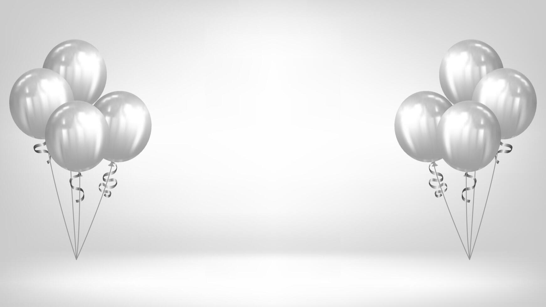 Background light gray color. Silver balloon celebration banner illustration vector