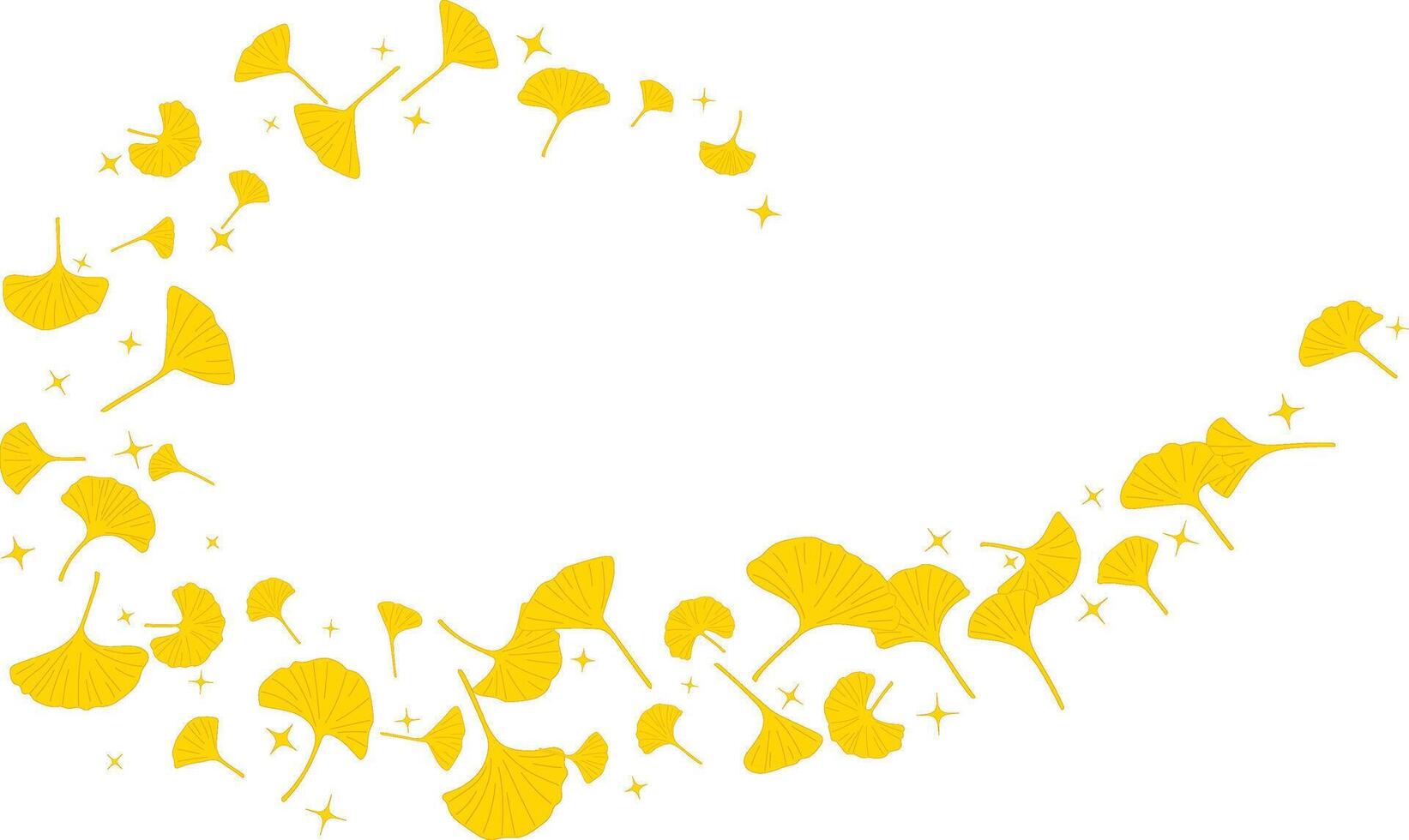 Flying yellow ginkgo leaves element decoration in nature background. botanical vector