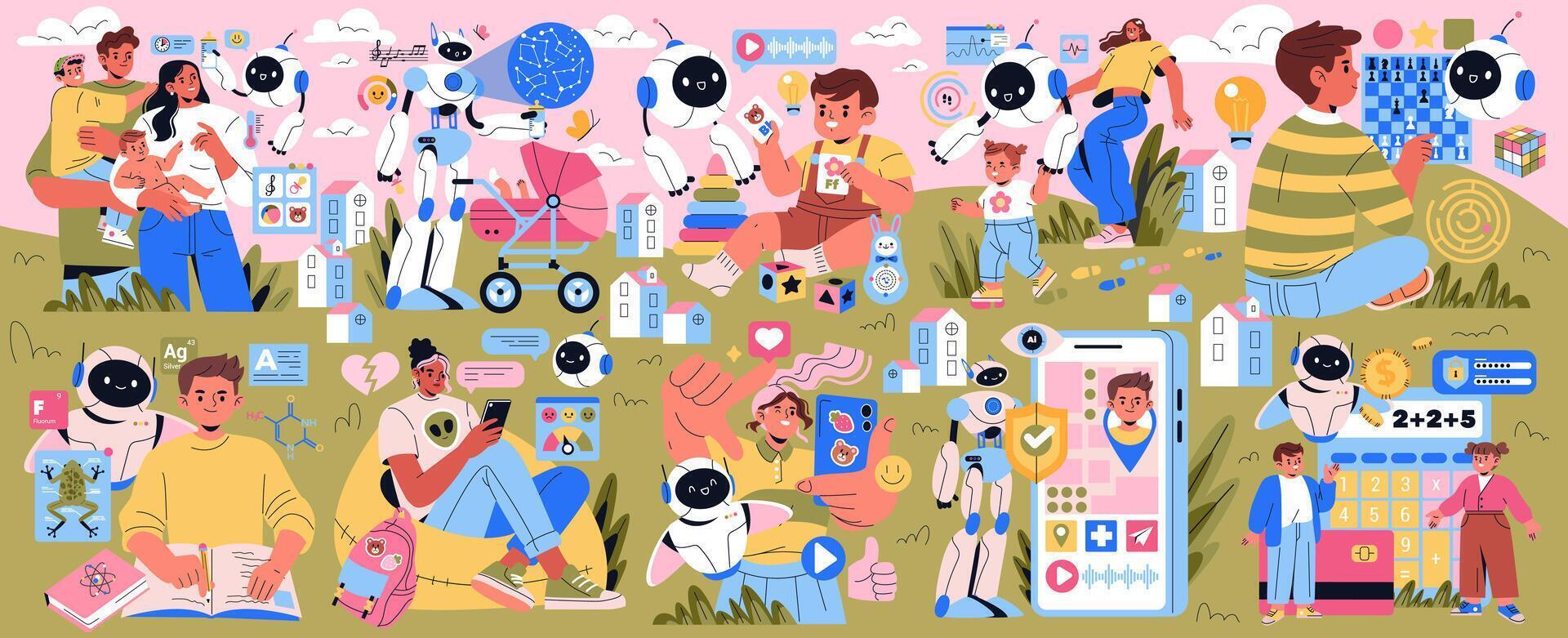 AI Co Parent. Flat Illustration vector