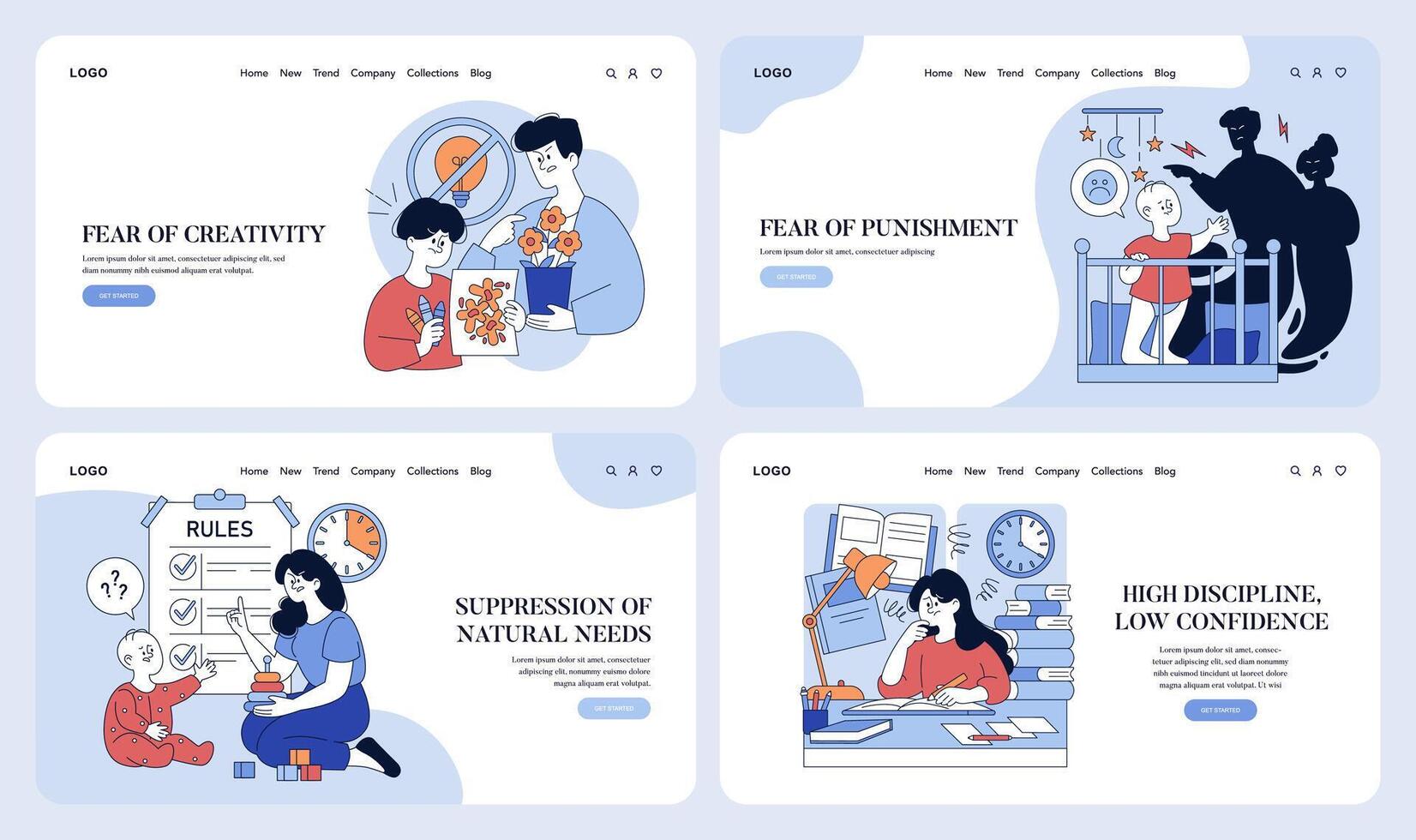 Authoritarian Parenting Style. Flat Illustration vector