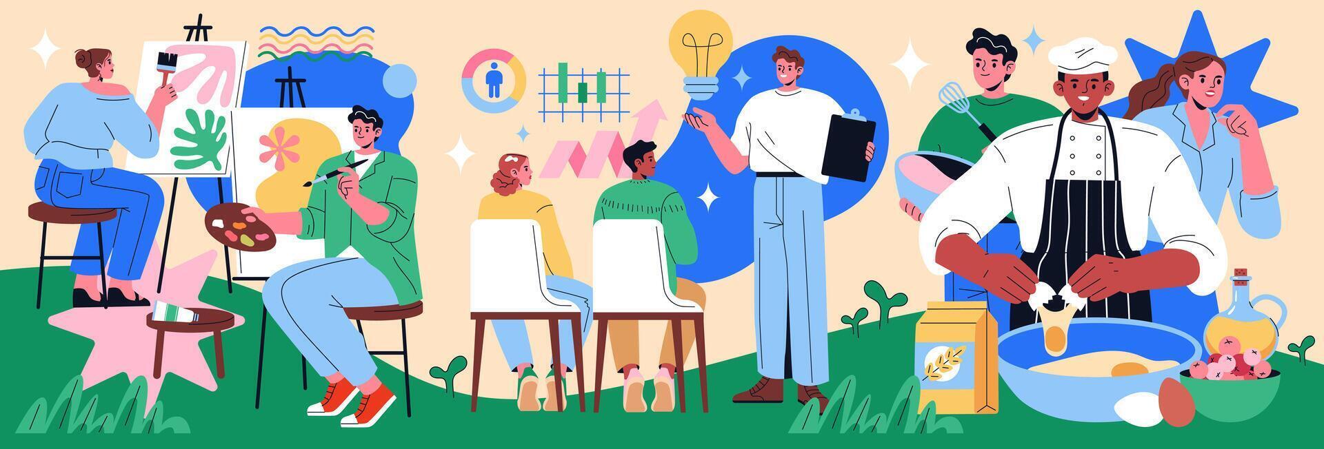 Workshops. Flat Illustration vector