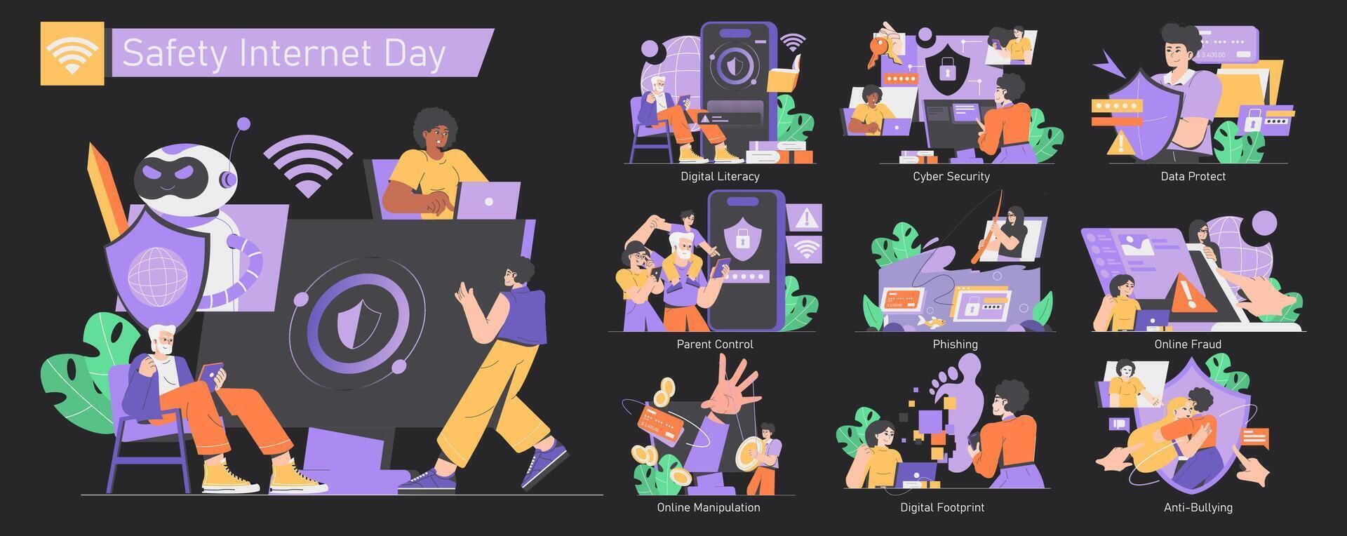 Safety Internet Day. Flat Illustration vector