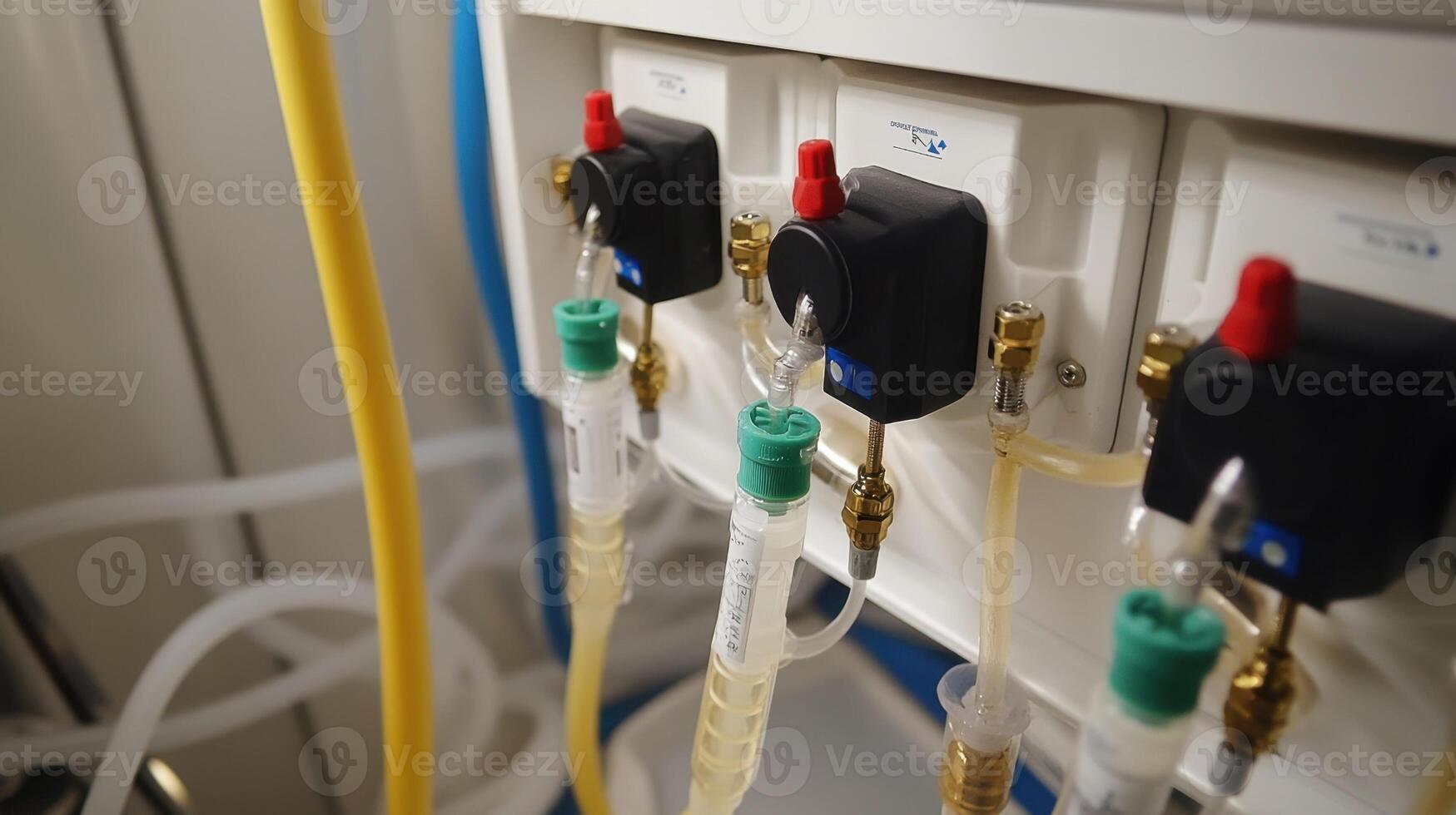 Advanced laboratory equipment with tubing and valves photo