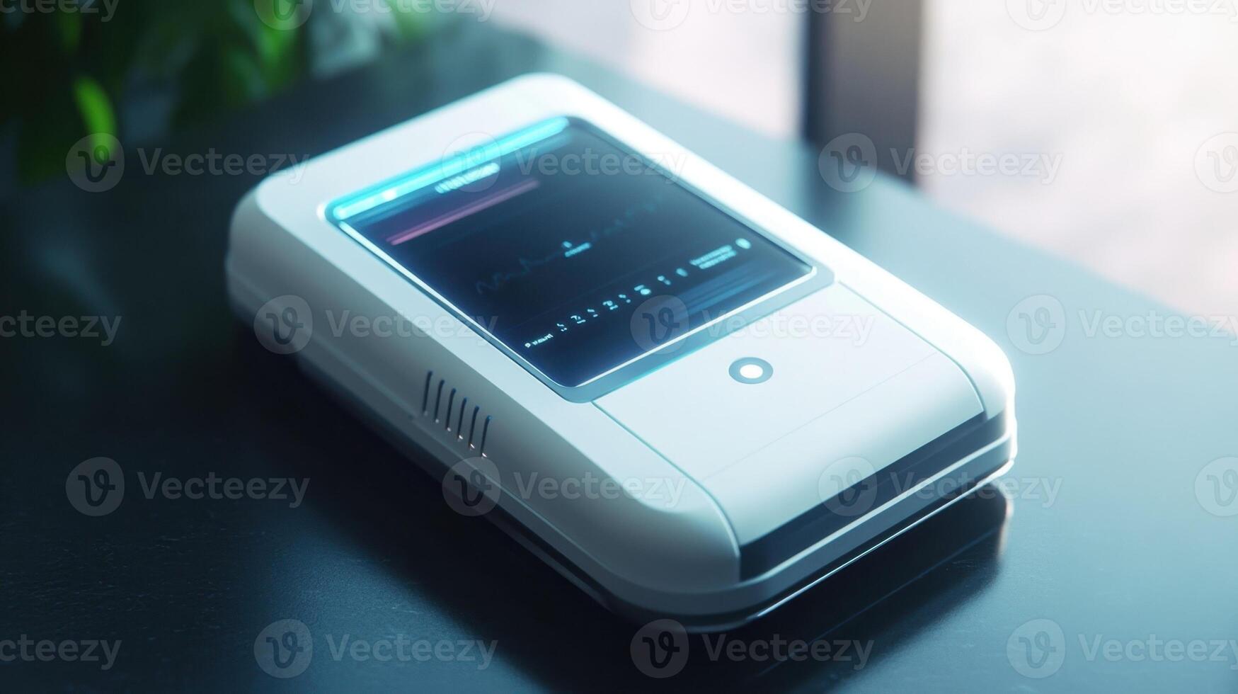 Modern medical device displaying vital signs photo