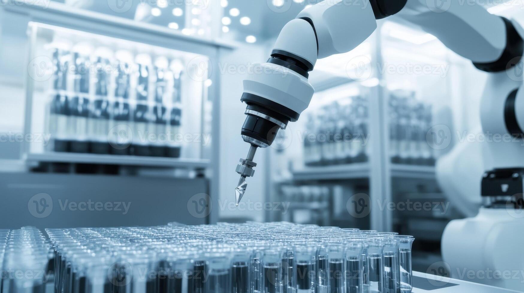 Robotic arm conducting laboratory experiments with precision photo