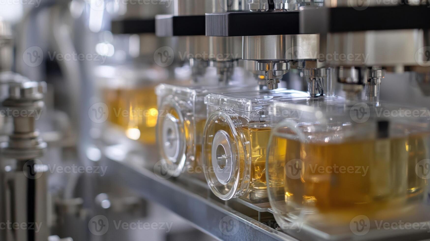 Automated beverage filling machine in action photo
