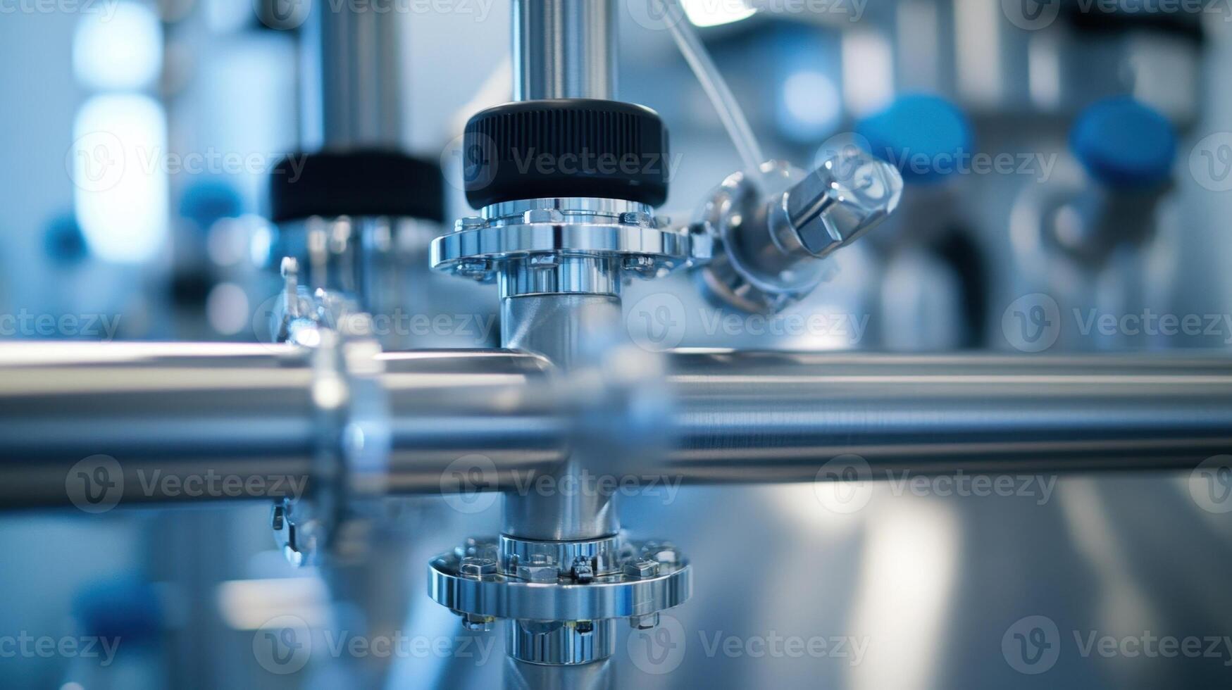 Stainless steel pipes in scientific laboratory setting photo