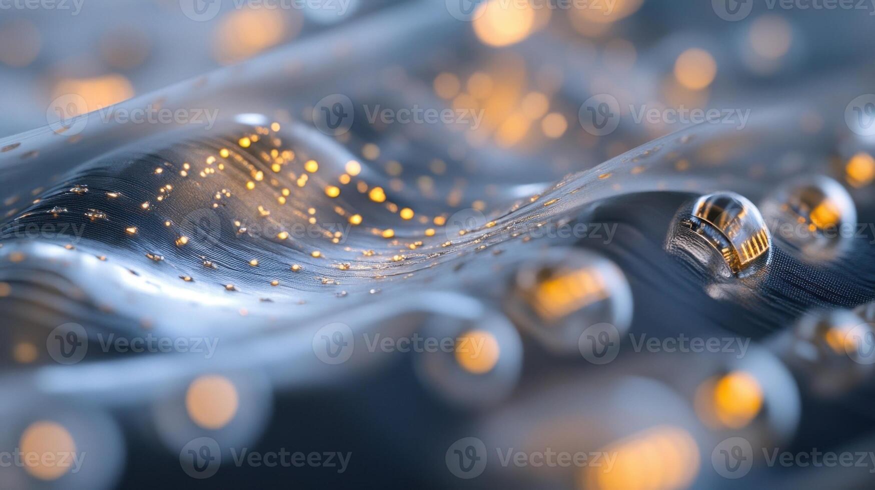 Illuminated droplets on metallic surface creating abstract pattern photo