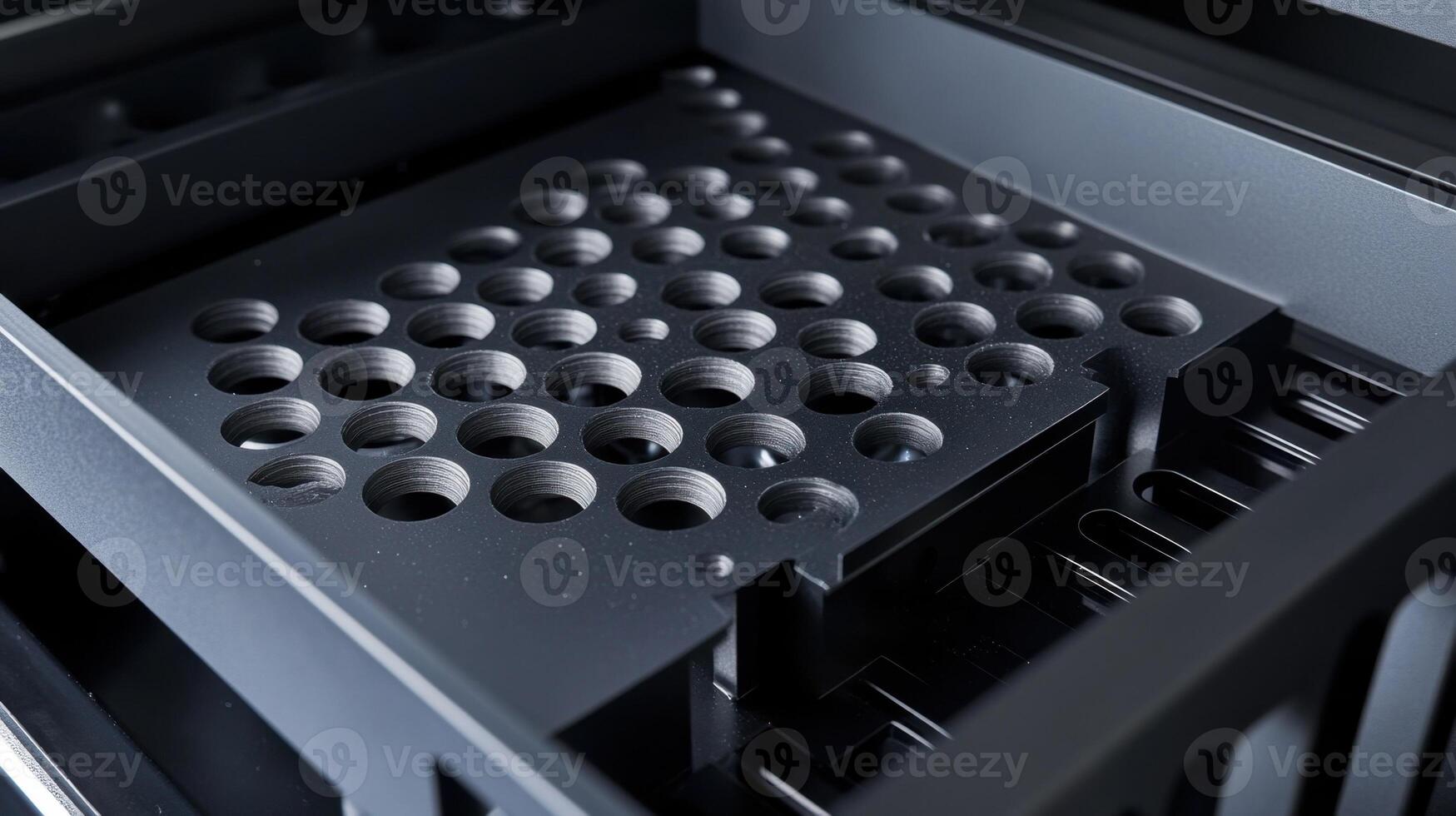 Metallic laboratory equipment with circular patterns photo