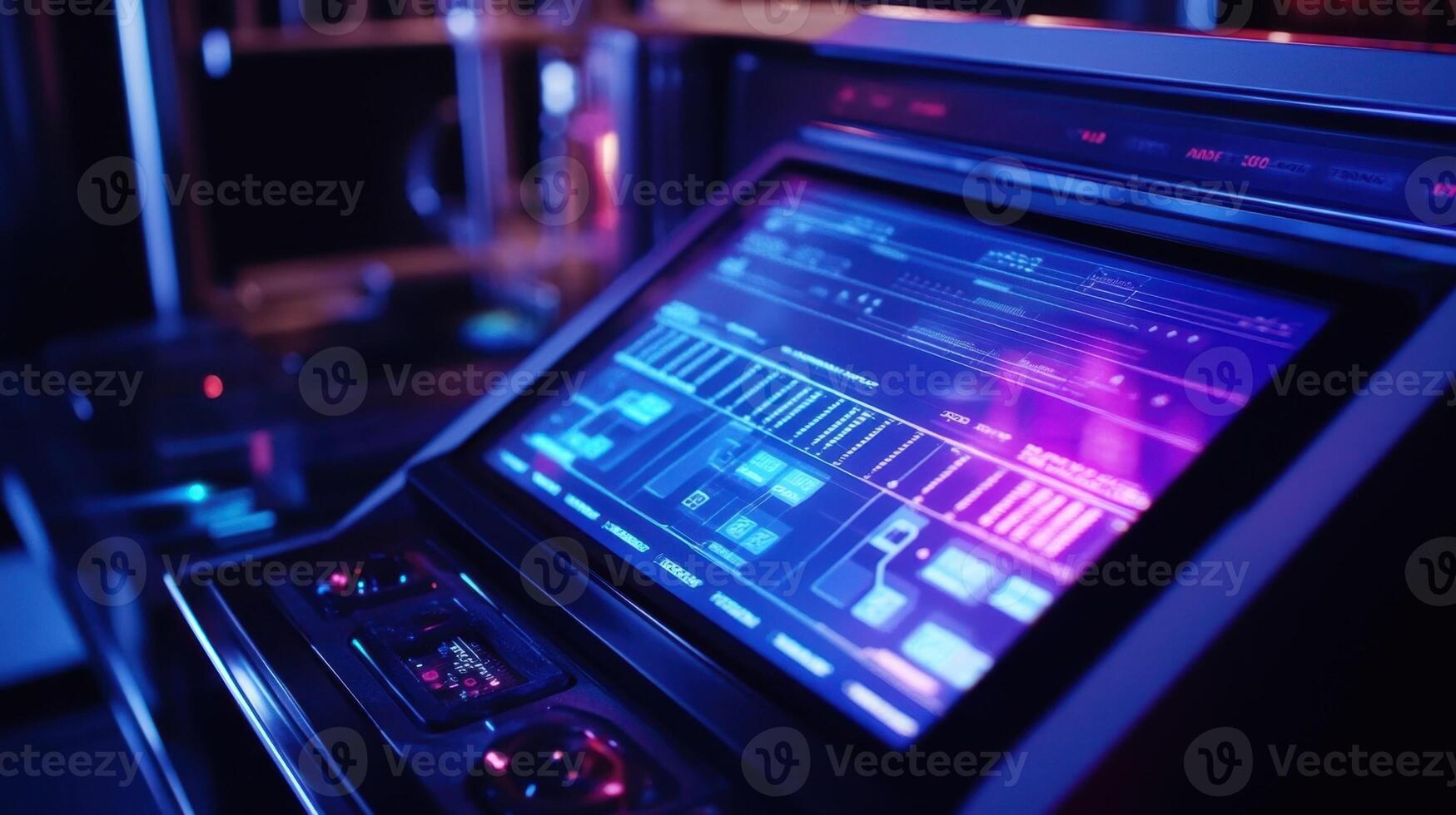 High tech control panel in a modern laboratory setting photo