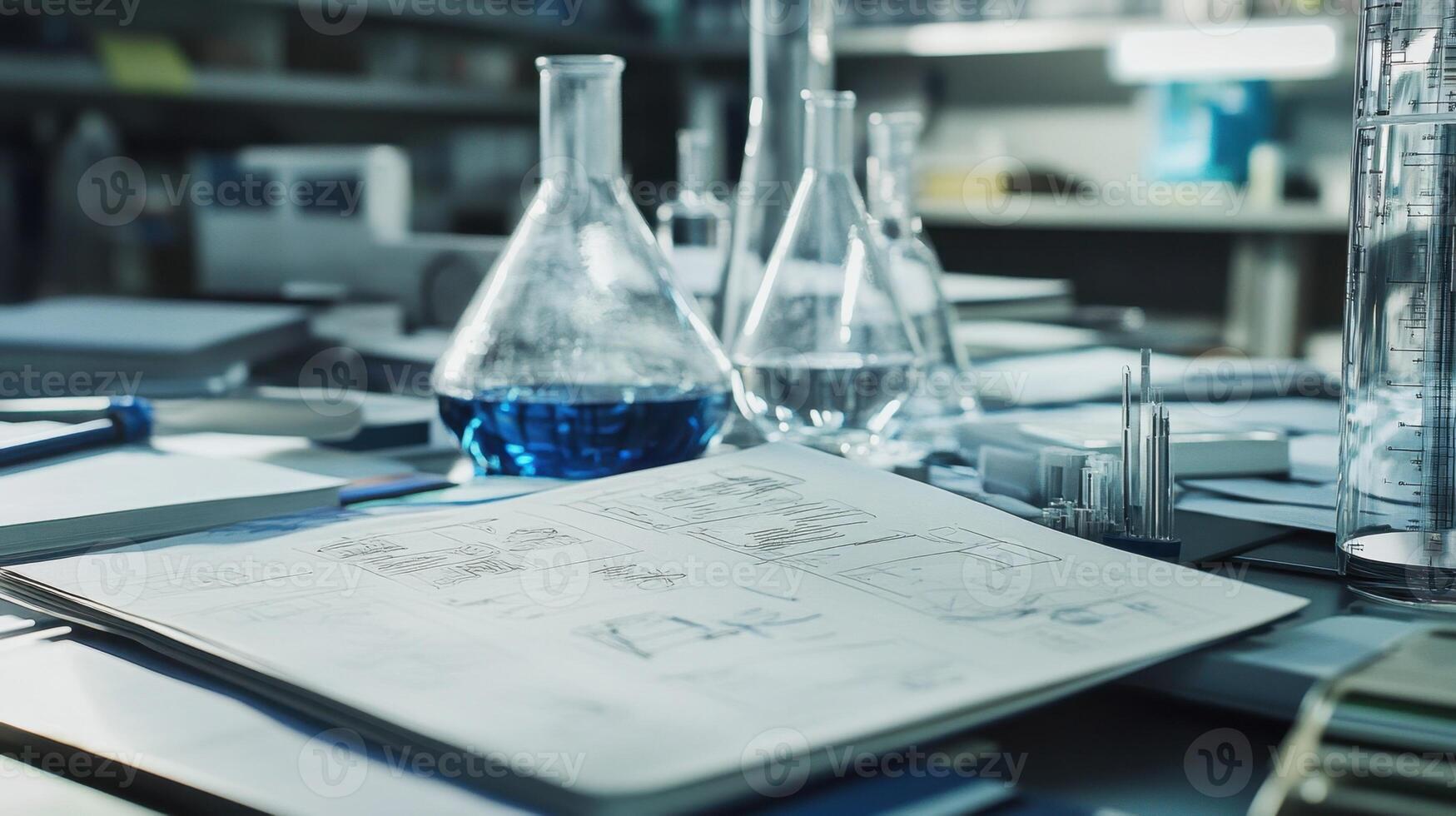 Scientific research laboratory with chemistry equipment photo