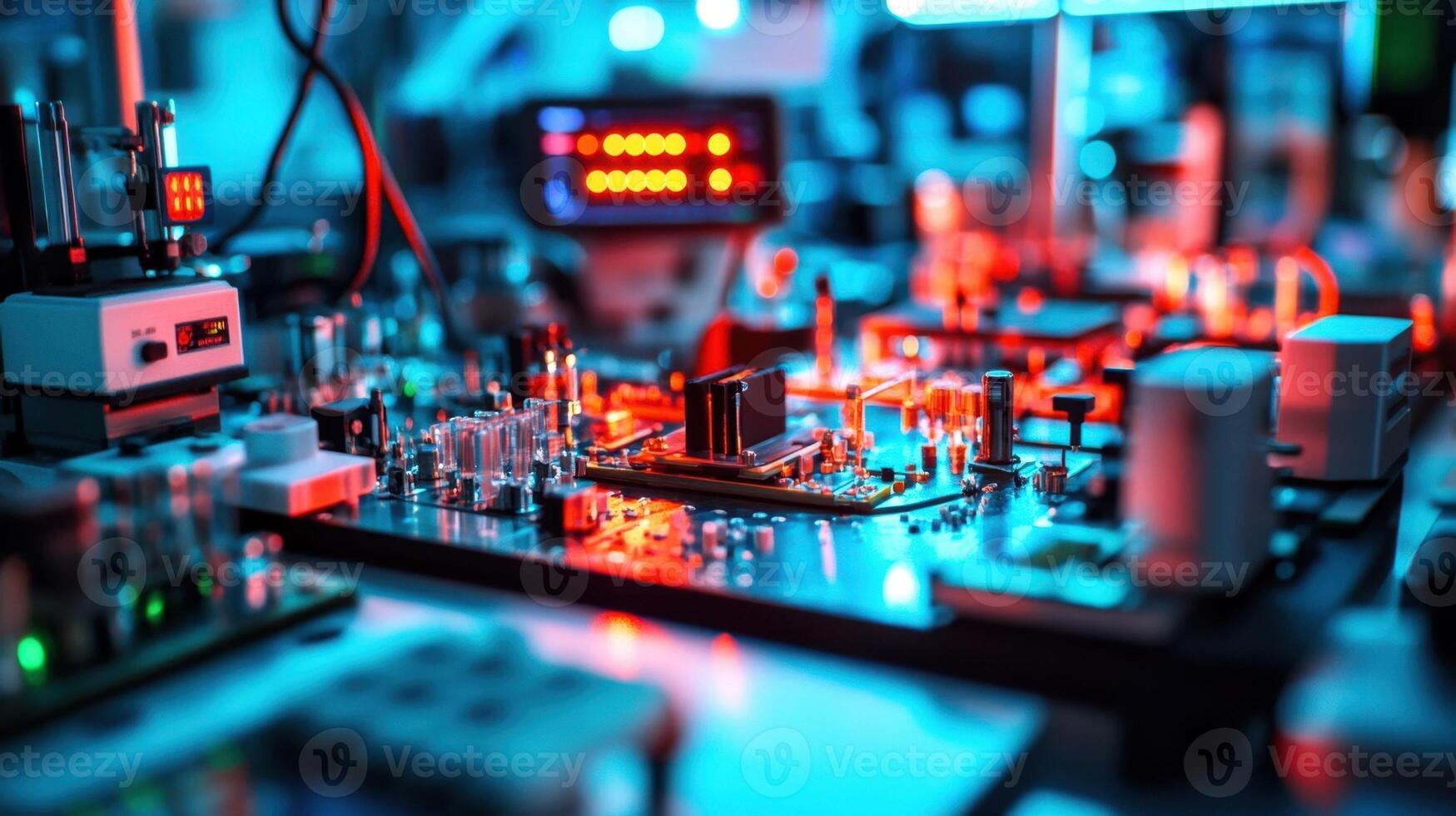 Advanced electronic circuitry in a modern laboratory setting photo