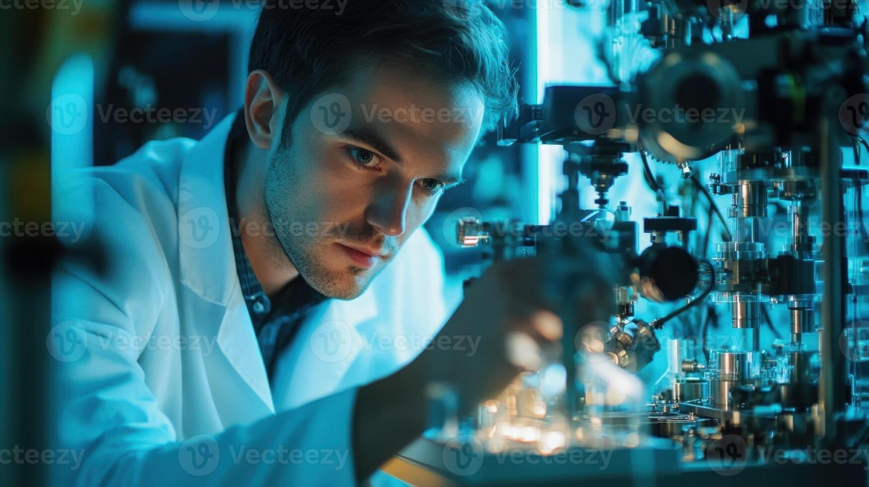 Scientist conducting research in high tech laboratory photo