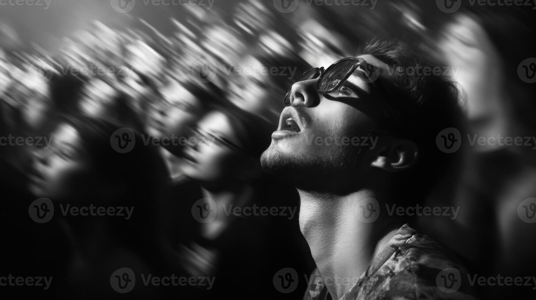 the blurred crowd in the foreground is a sea of captivated faces displaying a mix of awe and anticipation photo