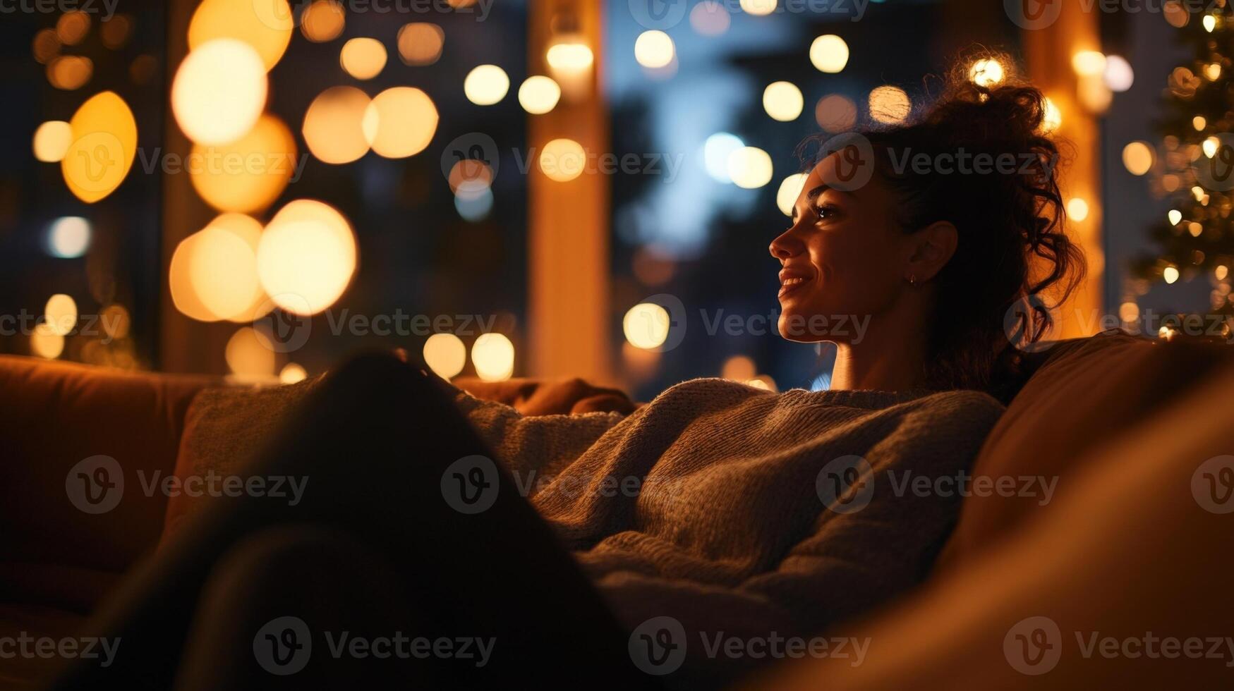 A midshot of a guest sitting on a plush couch animatedly gesturing while surrounded by dazzling blurred lights that cast an electrifying glow highlighting the intensity of the conversatio photo