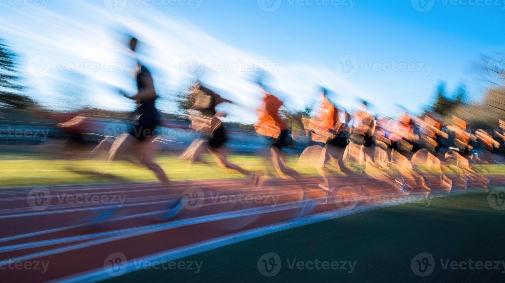 Dynamic motion blur capturing athletic sprinting photo