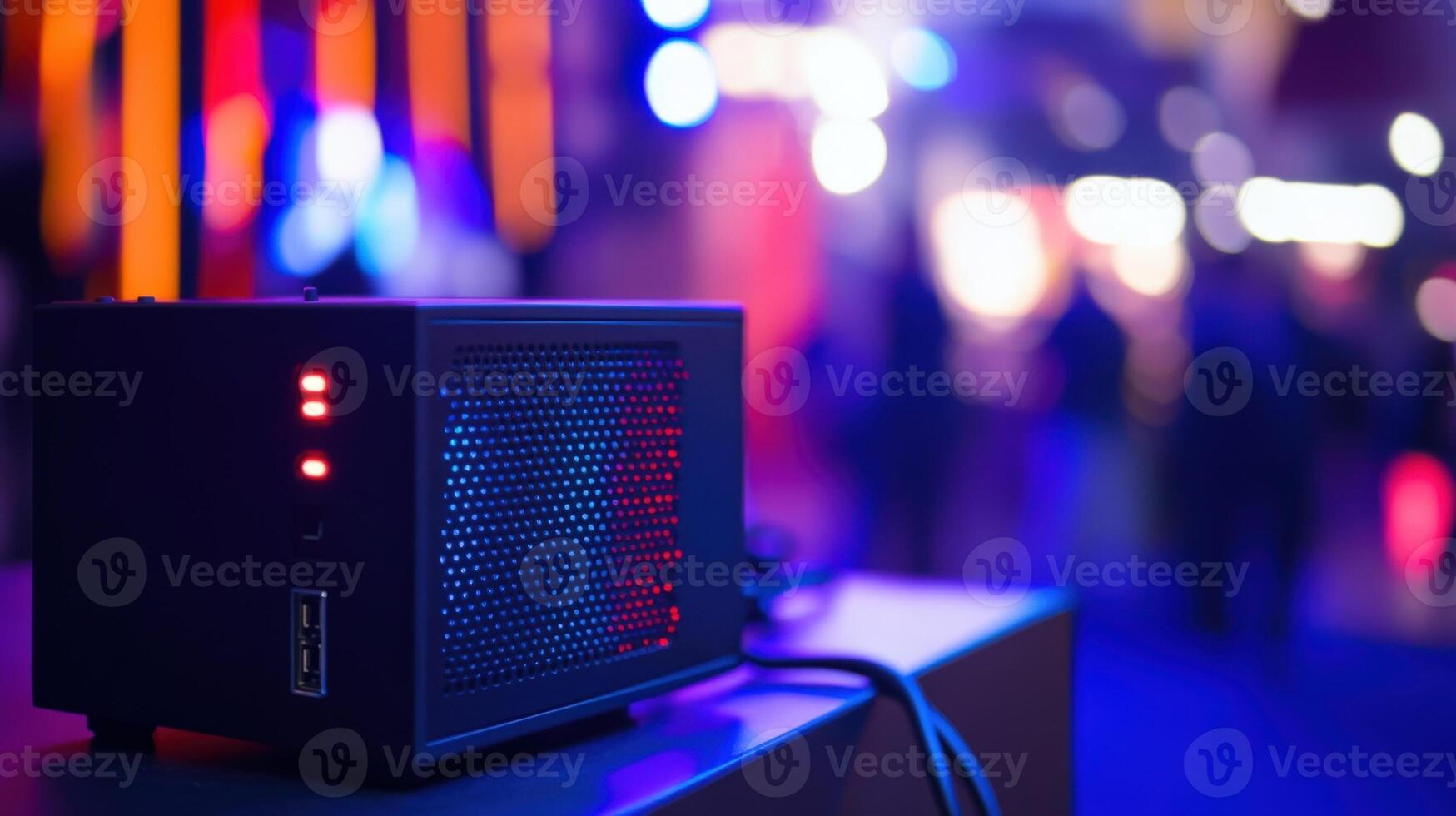 Professional switcher mixing live event in blurred background photo
