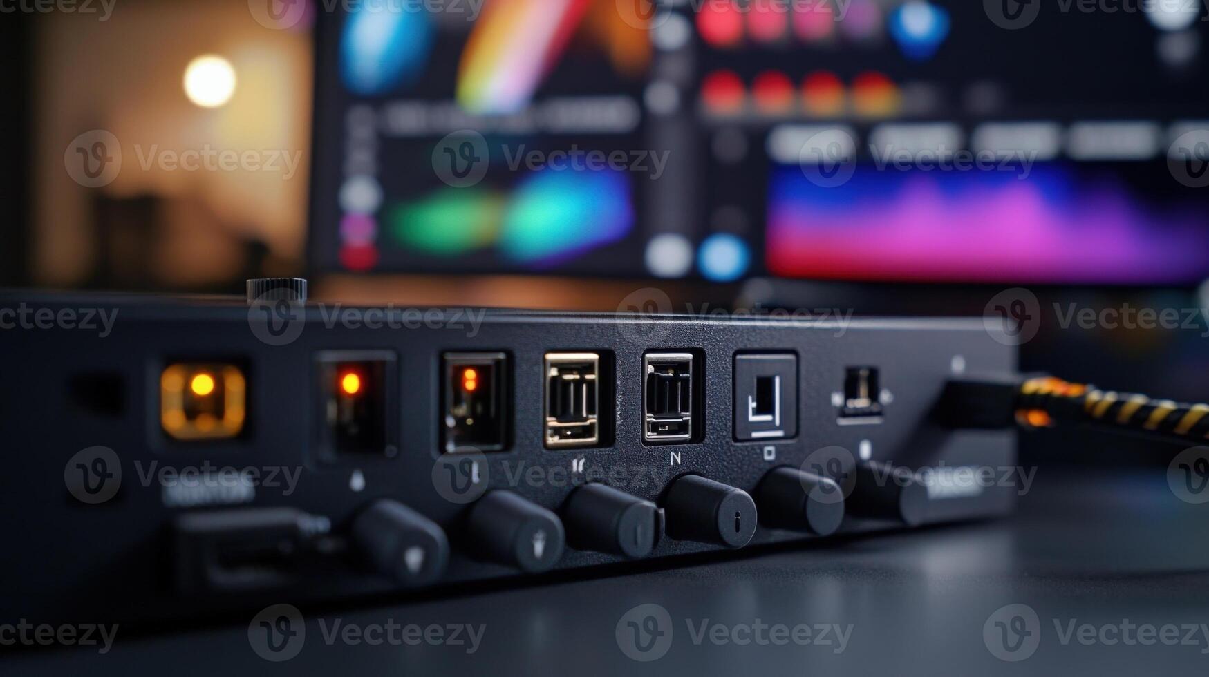 Advanced filmmaking equipment with colorful display screens photo