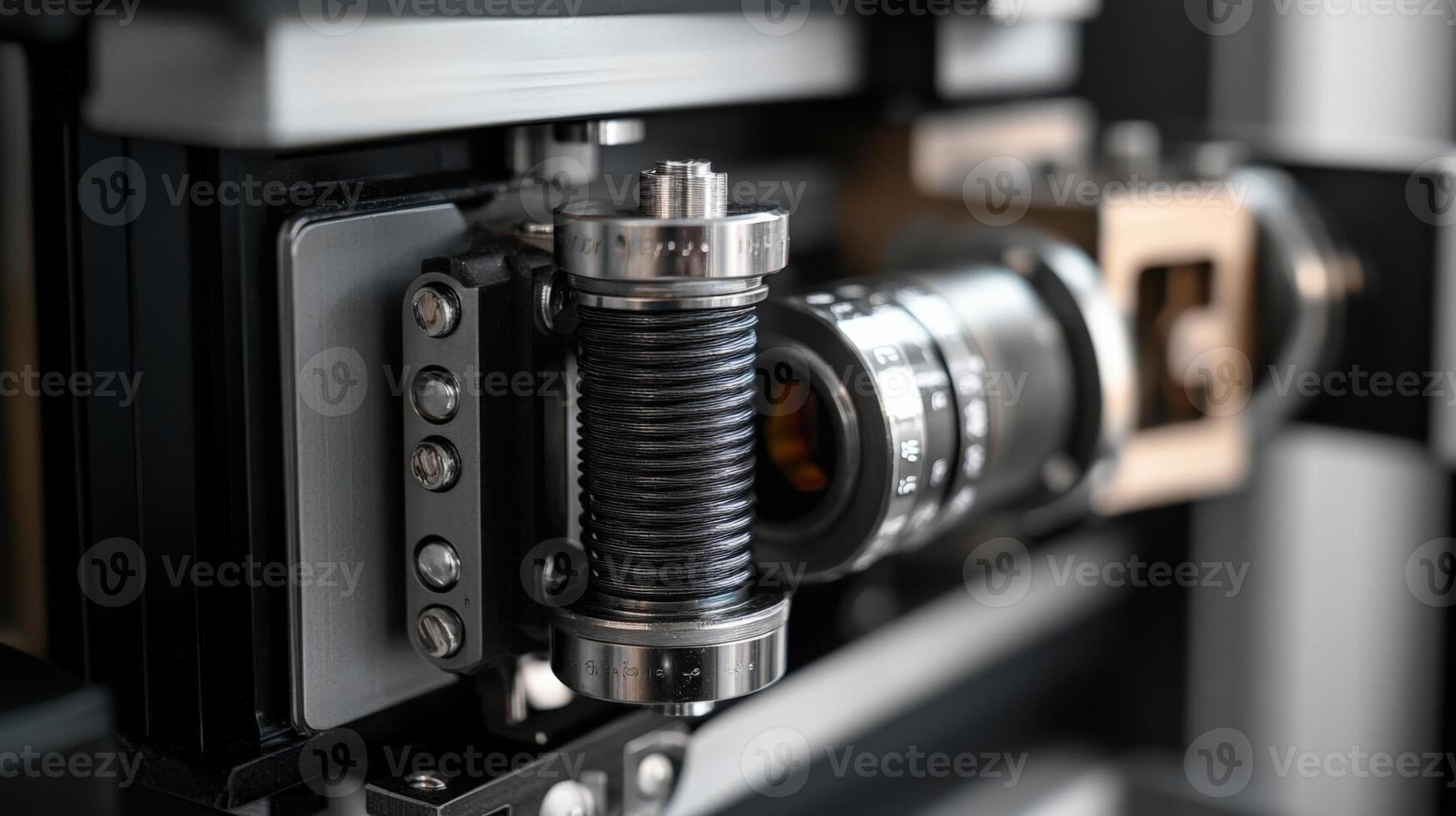 A focused view on the shutter assembly from a side angle emphasizing the tension springs and pivot points revealing the mechanical complexity and craftsmanship involved in achievin photo