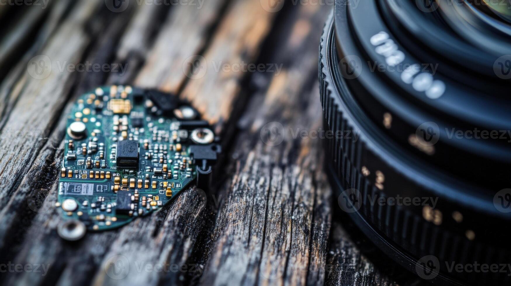 Electronic circuit board and camera lens exploring the future of filmmaking photo