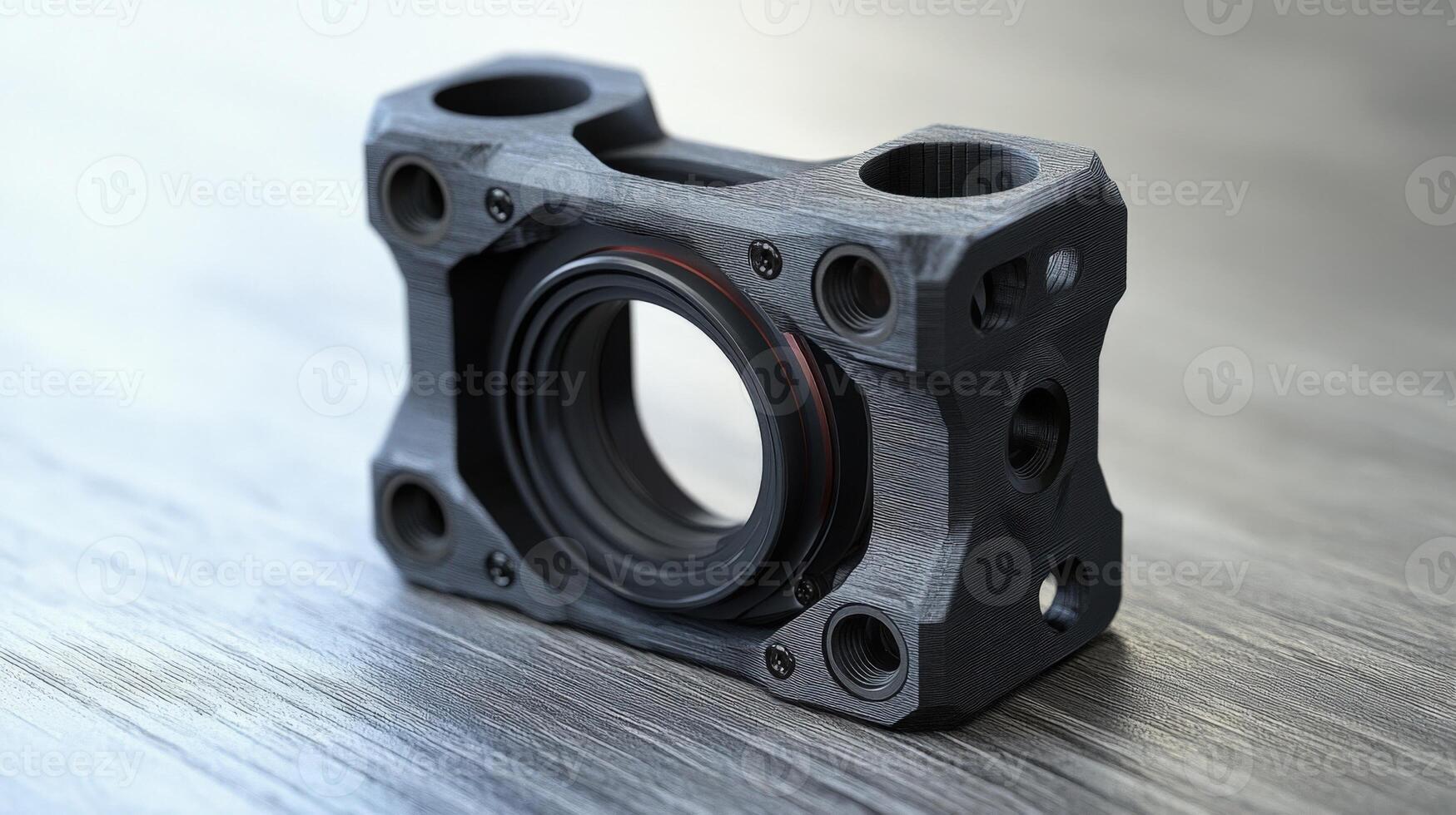 3d printed camera rig showing lens and mounting points photo