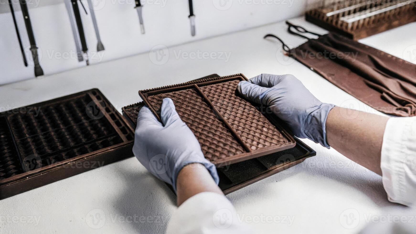 Hands wearing gloves assembling a CRISPR delivery system with nanoparticles emphasizing the careful preparation involved in gene editing workflows.. photo