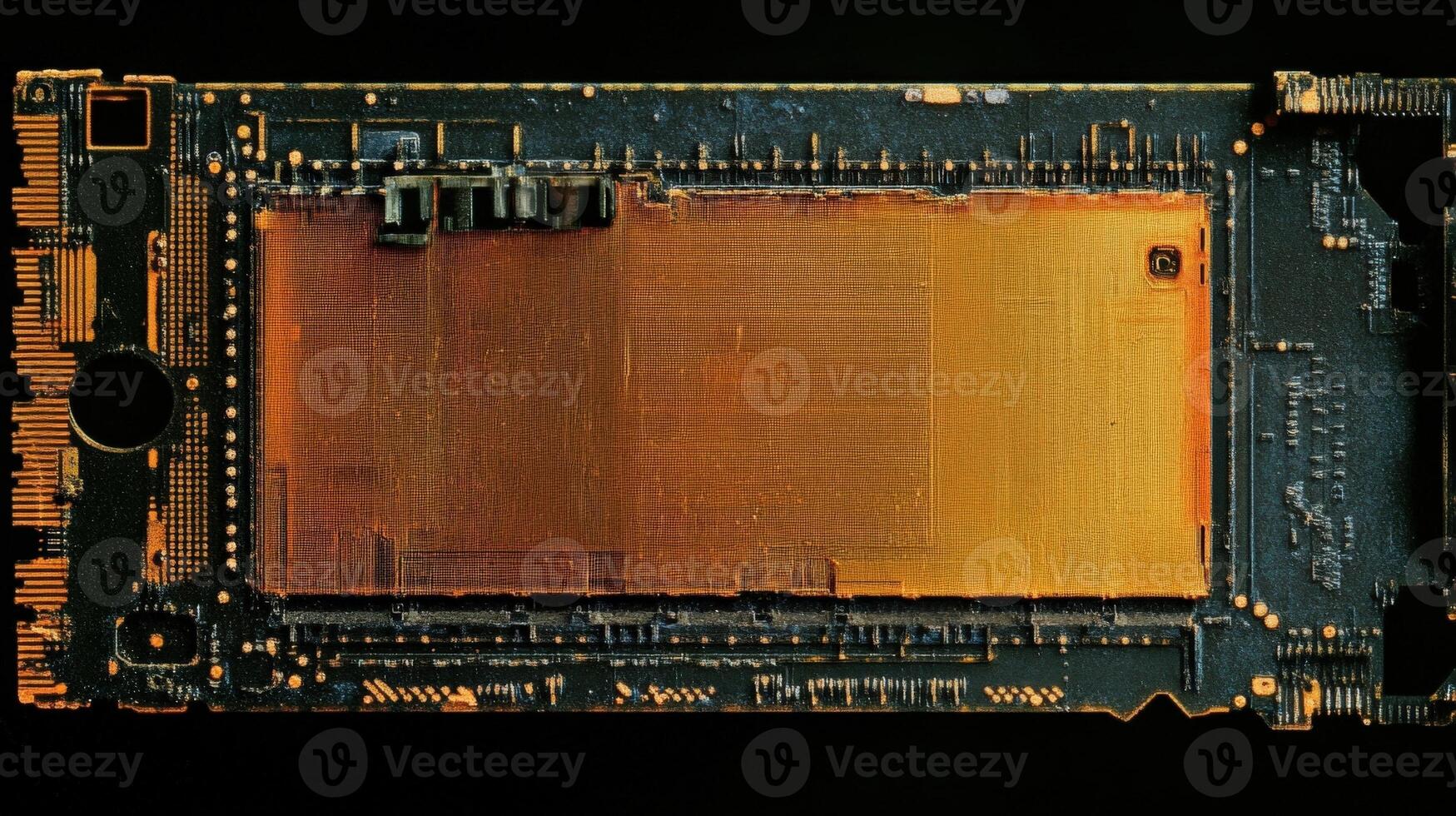 An image displaying a detailed crosssection of a camera sensor revealing the microchip structures and lightsensitive cells responsible for converting light into highresolution digita photo
