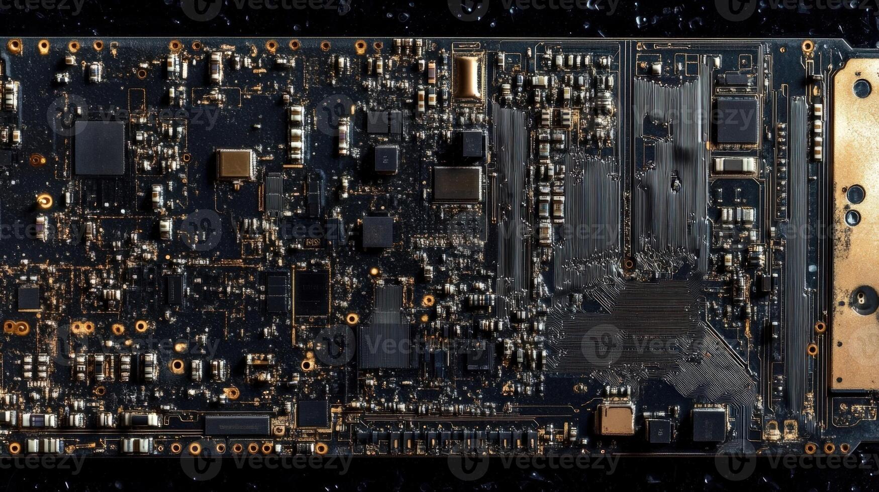 Electronic circuit board showing computer hardware components photo