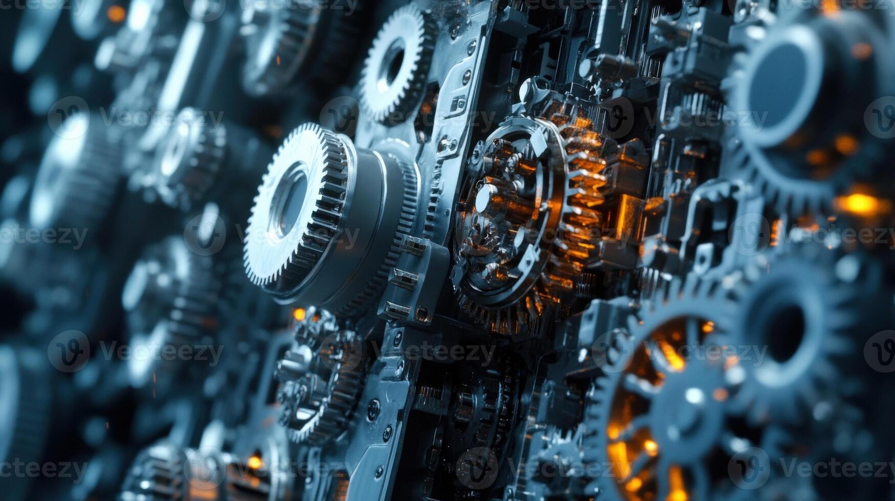 Complex gear system rotating and generating power photo