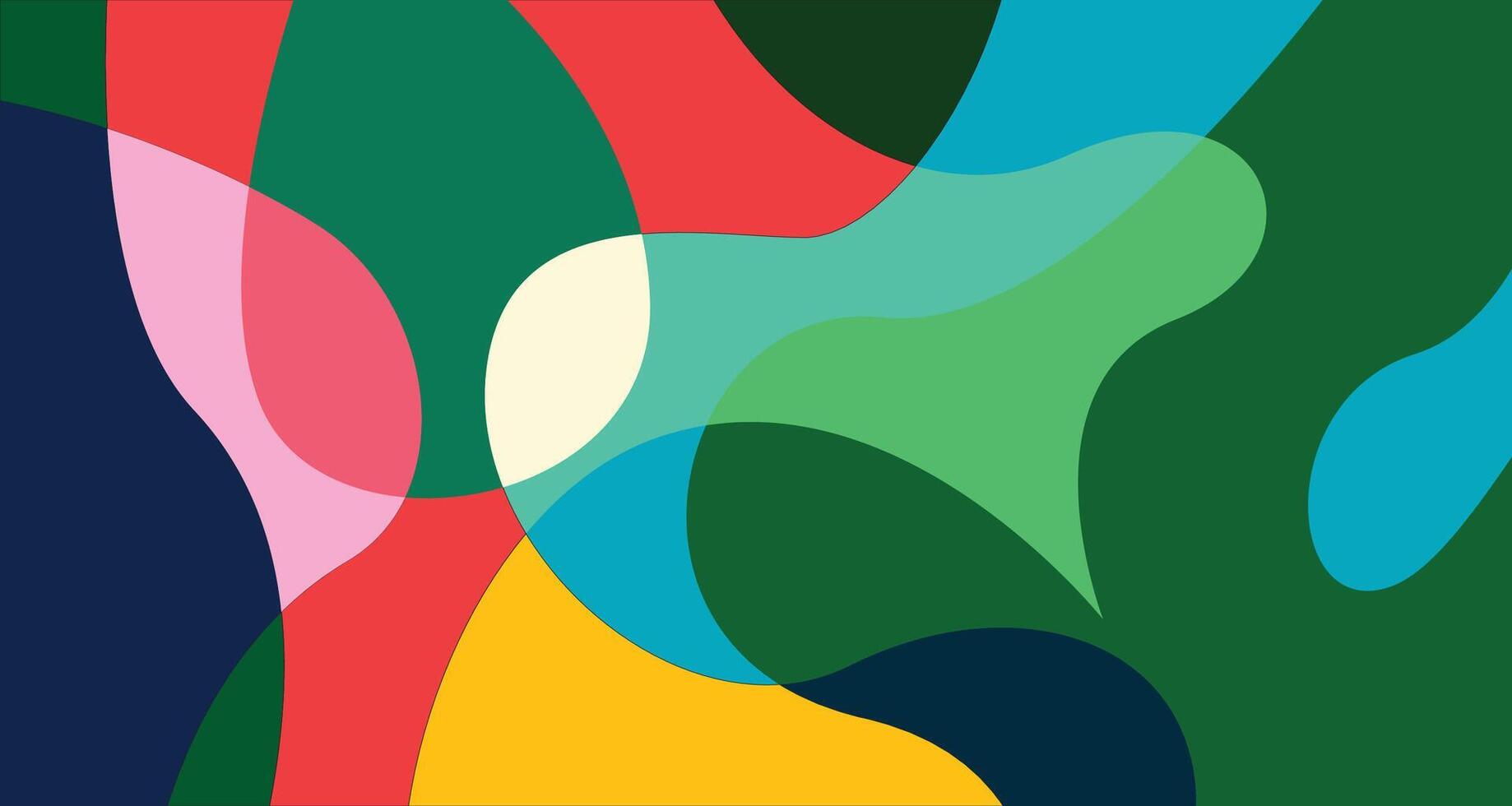 A colorful abstract painting with a green, blue, yellow and red background vector