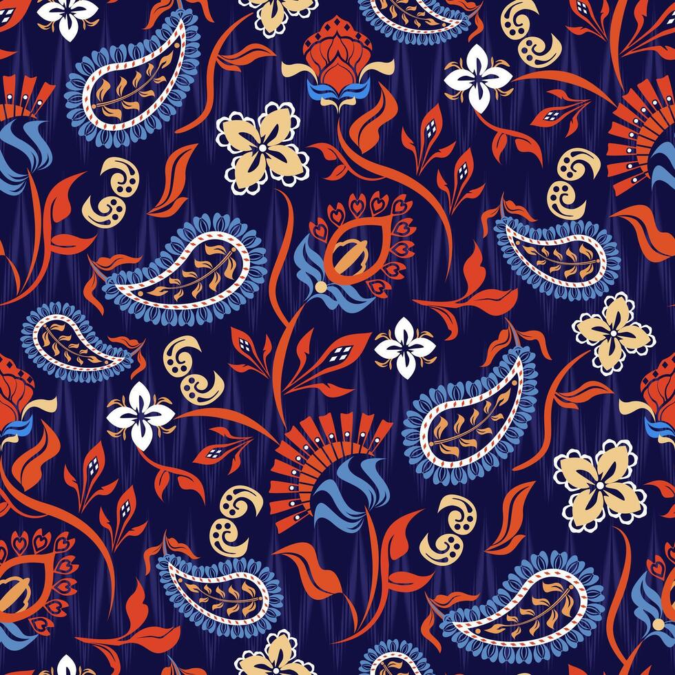 Boho Floral Textile Design Paisley And Flower Seamless Pattern Ethnic India Floral Pattern. vector