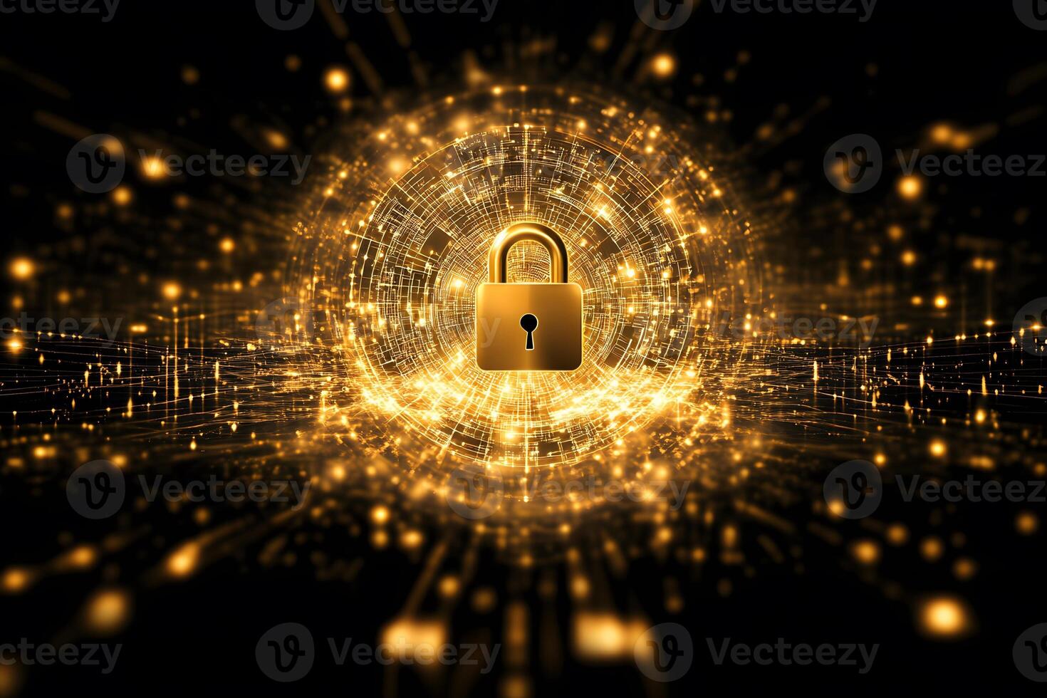 Digital Cybersecurity Lock with Futuristic Technology and Network Protection photo