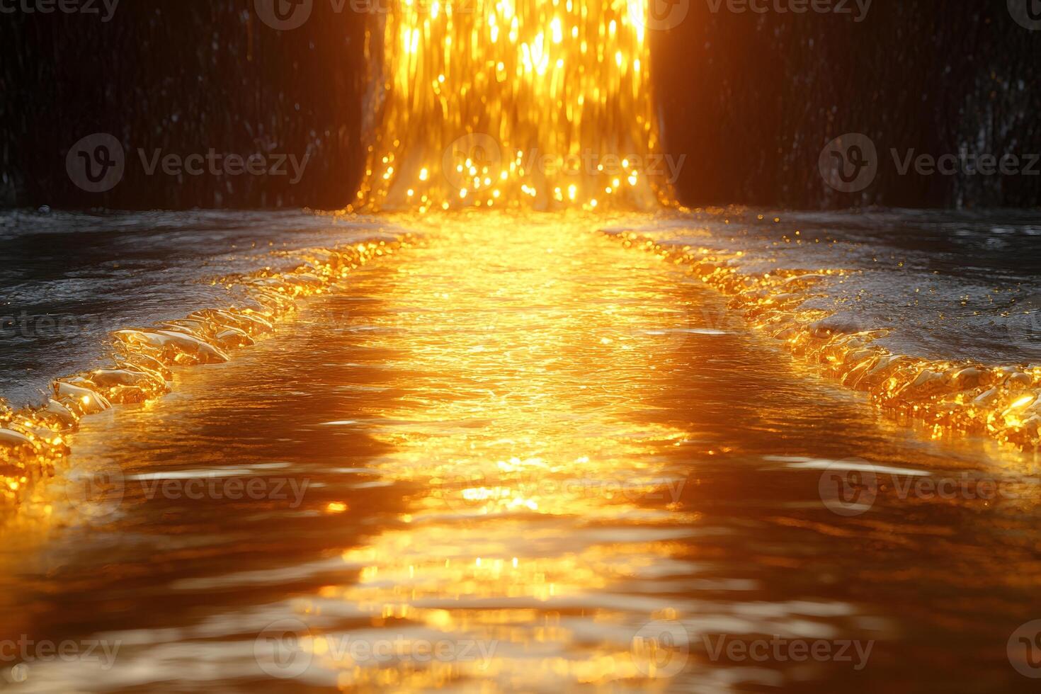 Golden Waterfall Glow - Luxurious Abstract Background for Design and Aesthetics photo