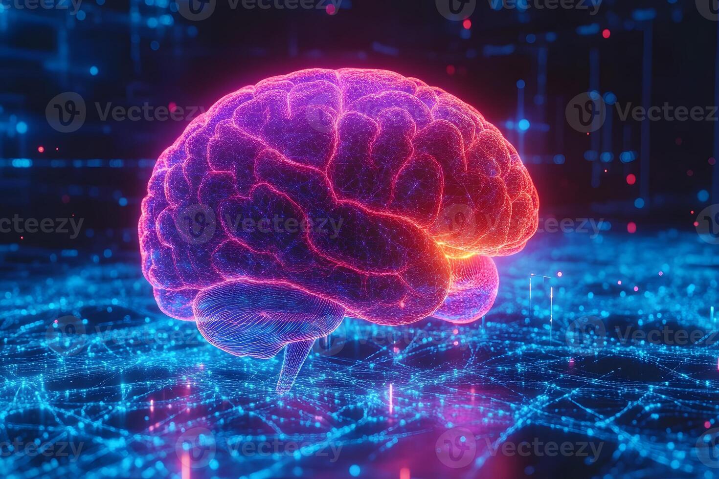 Futuristic Digital Brain Visualization for Technology and Innovation Concepts photo