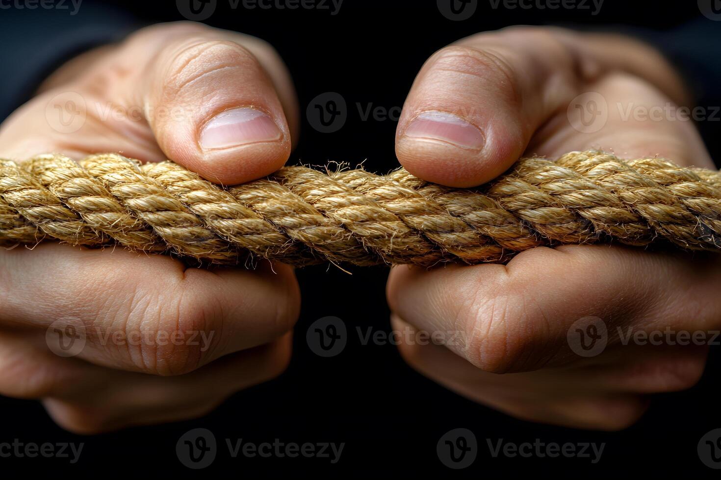 Resilience and Strength Concept with Hands Firmly Holding Rope photo