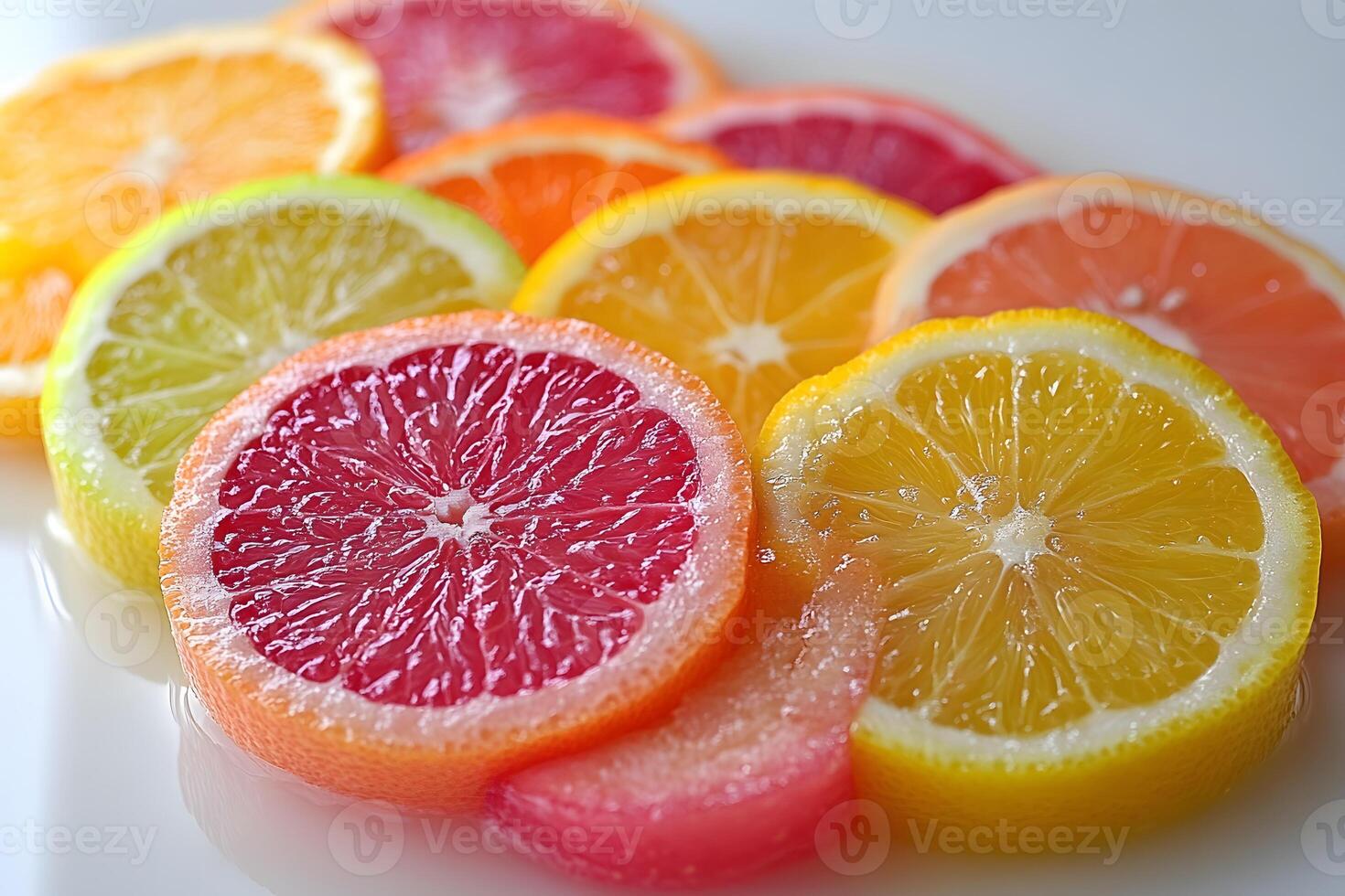 Colorful Citrus Slices Arrangement for Fresh and Vibrant Food Design photo
