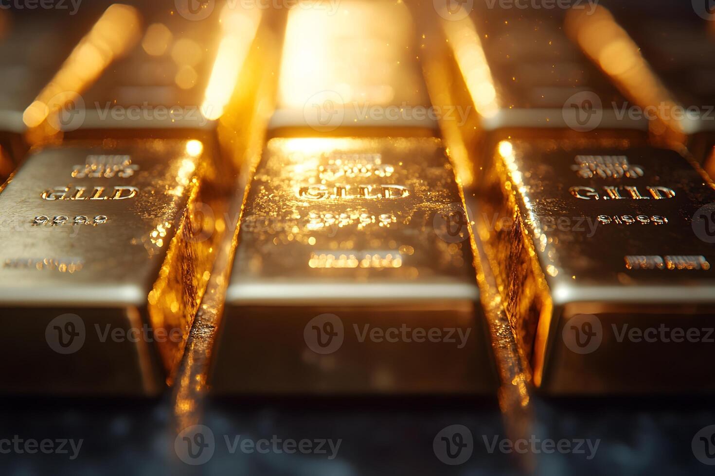 Golden Wealth Shiny Gold Bars Illuminated with Gleaming Light for Financial Concepts photo
