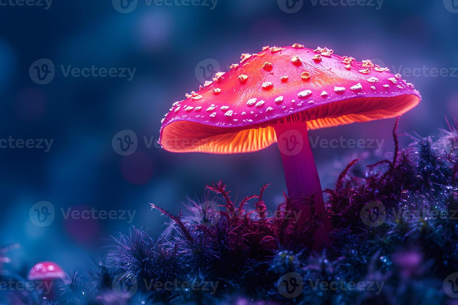 Enchanted Forest Mushroom Glow Mystical Nature Scene for Wall Art and Design photo