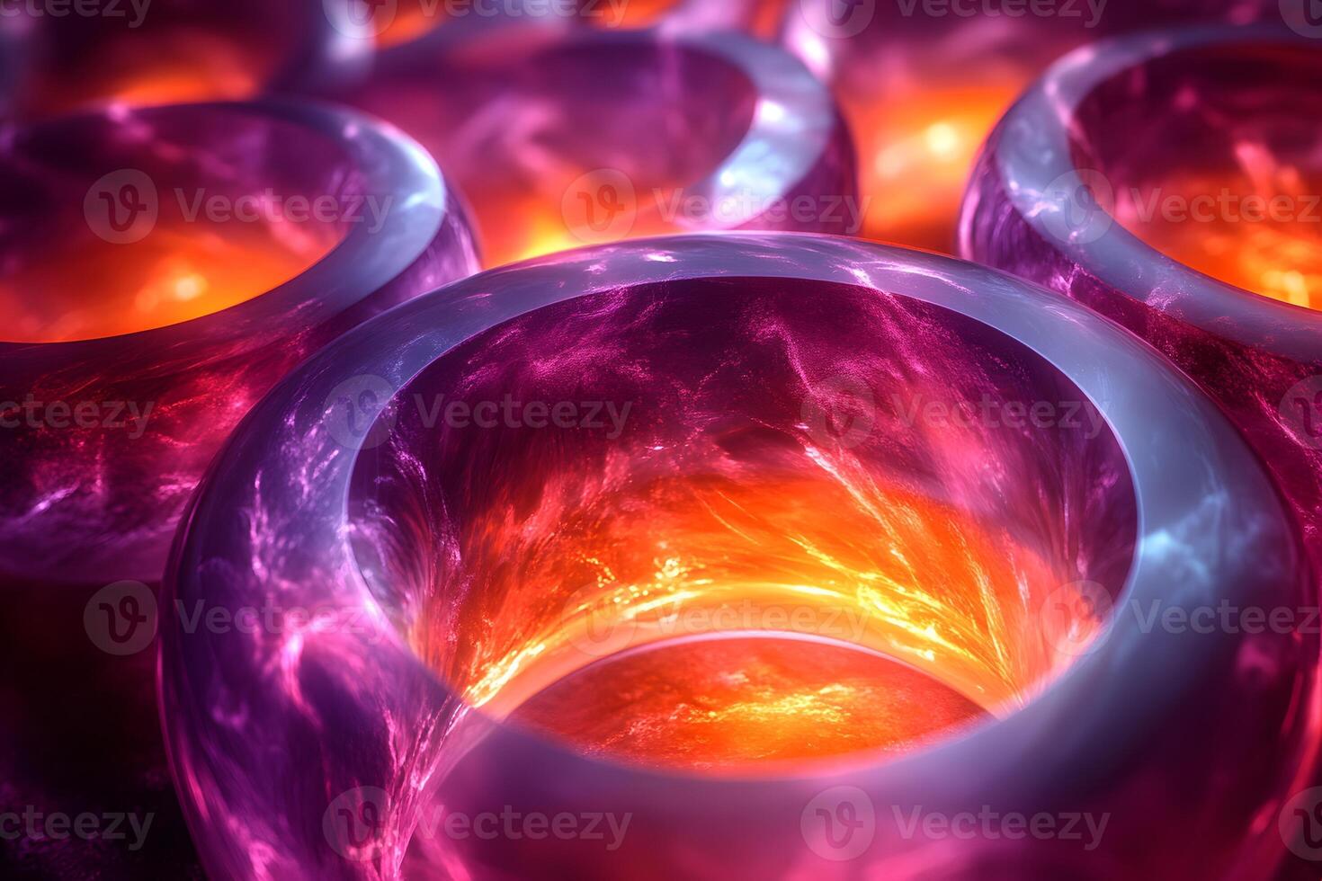 Abstract Glowing Rings with Vivid Colors and Ethereal Energy Patterns photo