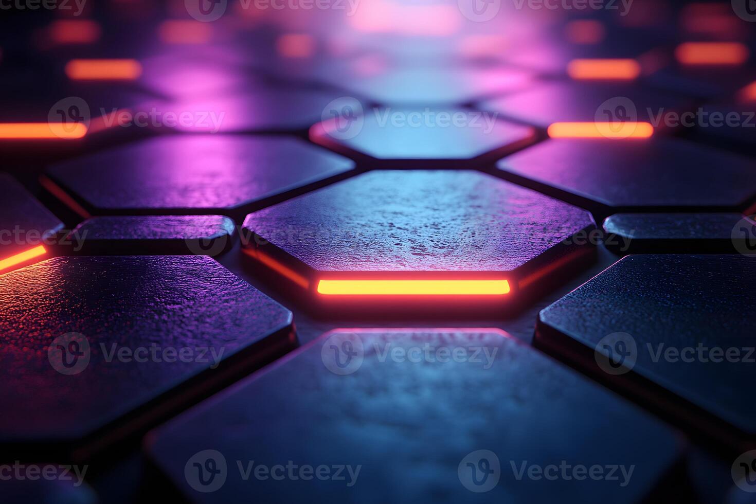 Futuristic Neon Hexagonal Pattern Design for Digital Art and Technology Concepts photo