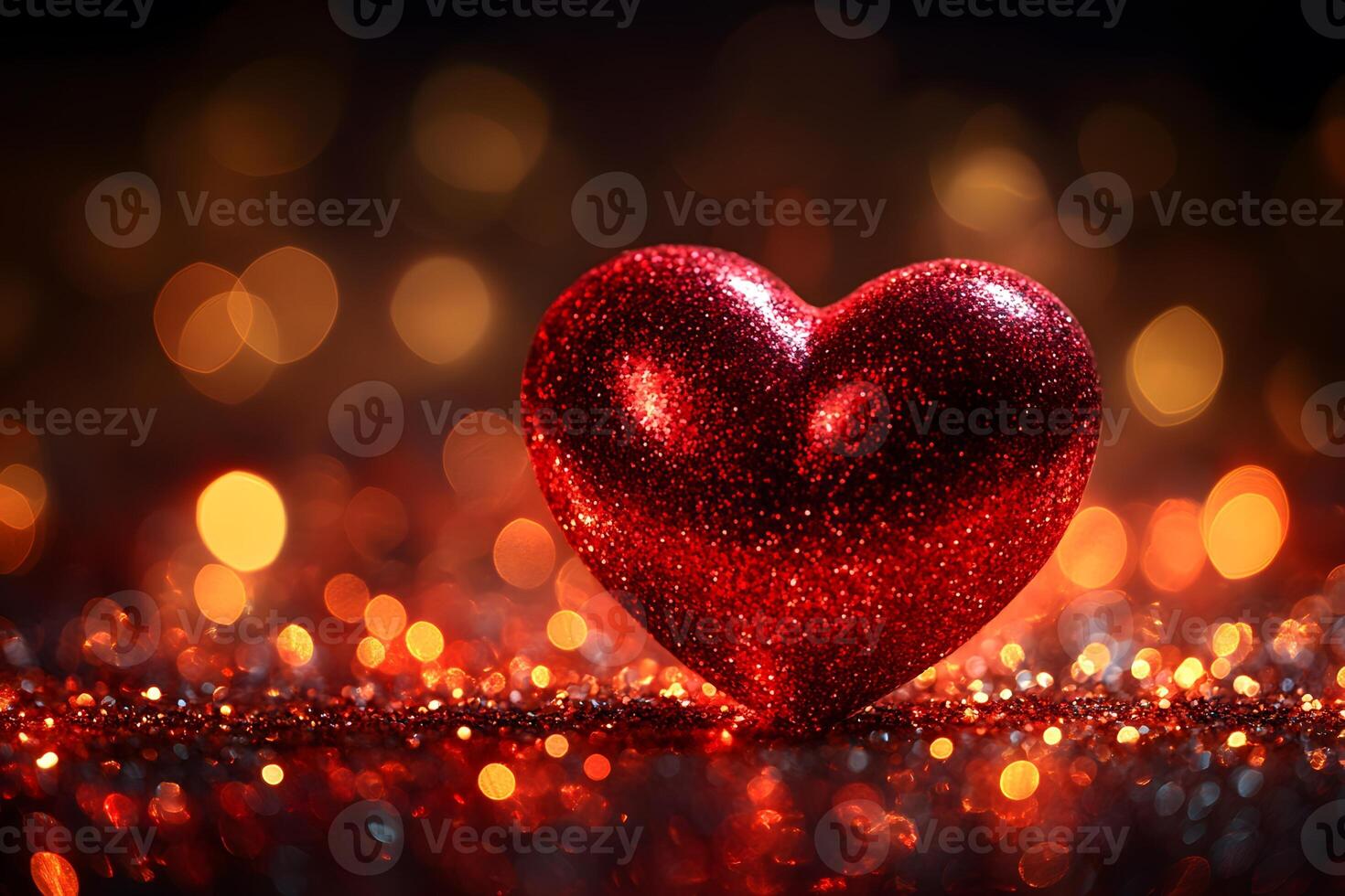 Glittering Red Heart with Bokeh Background for Romantic and Valentine's Day Themes photo