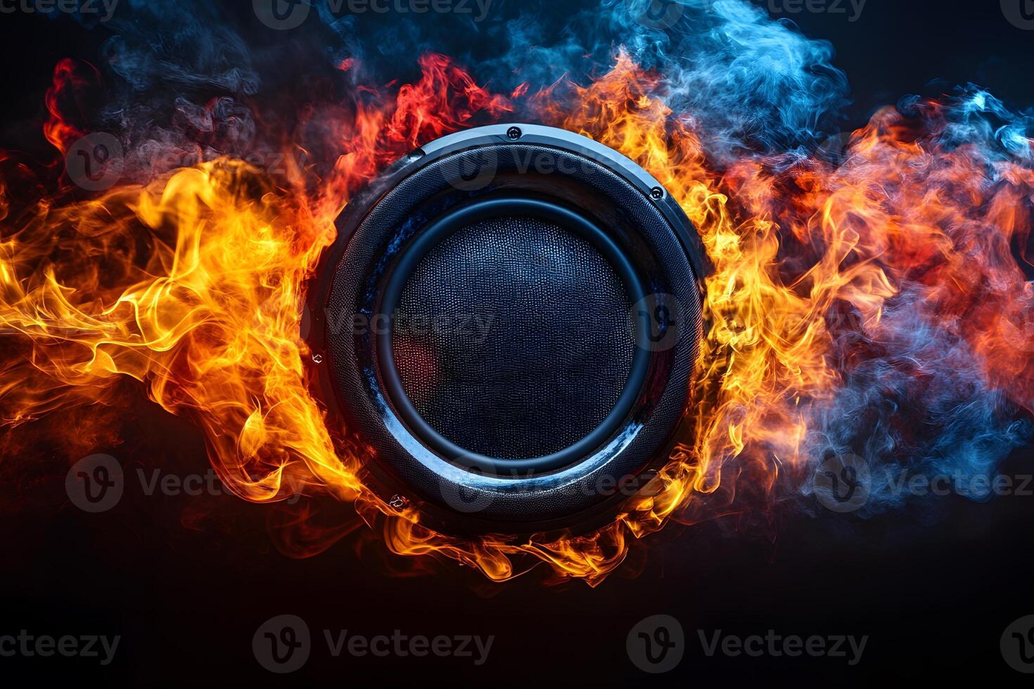 Dynamic Sound Speaker with Vibrant Flames for Energetic Music Themes photo