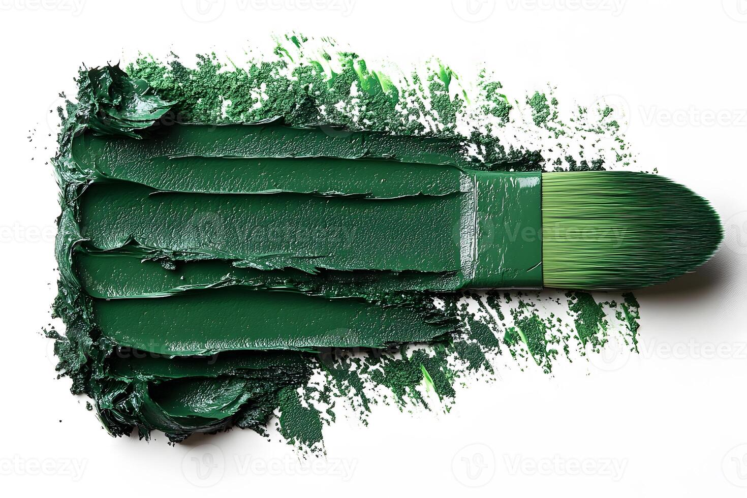 Green Paint Brush Stroke Art Concept for Creative Design Projects photo