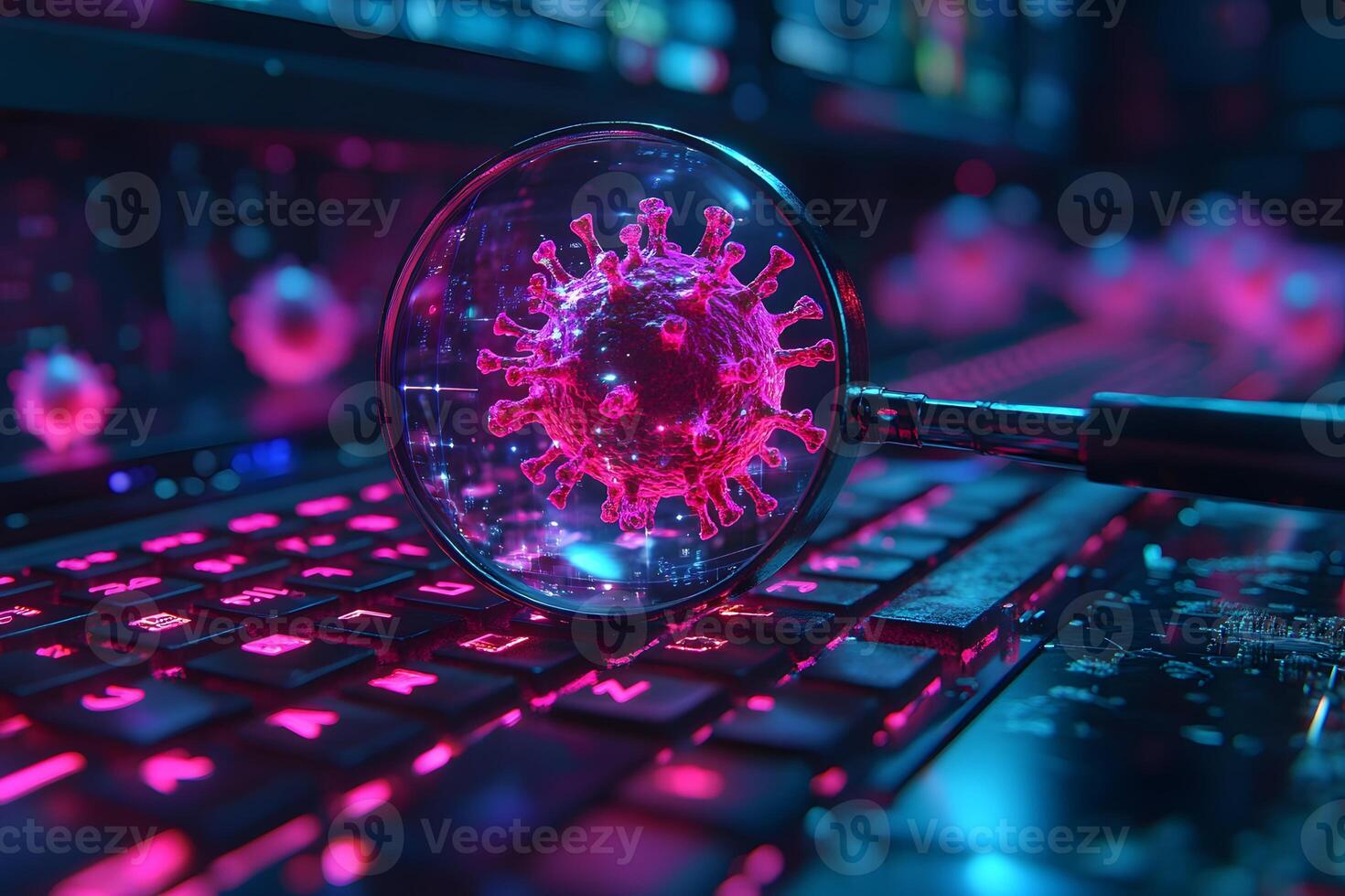 Digital Virus Concept Data Security and Cyber Threat Analysis Design for Web and Print photo