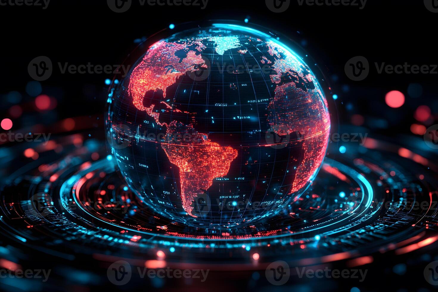 Digital Earth Visualization Global Technology and Network Connections for Futuristic Themes photo