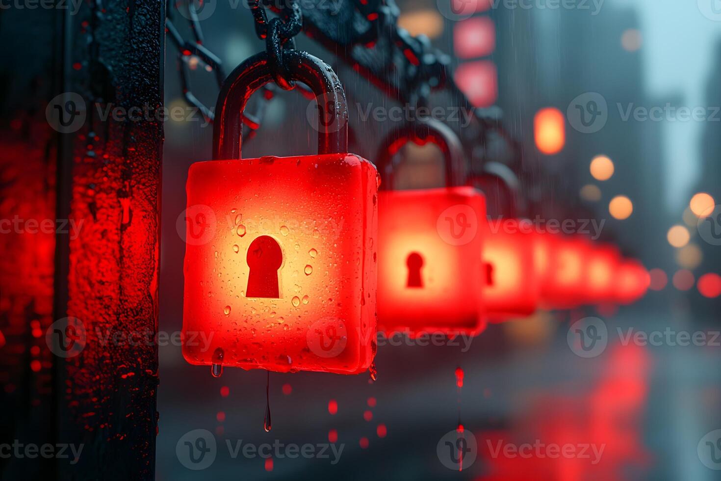 Red Locks in Rain Security and Safety Concept for Urban Environments photo